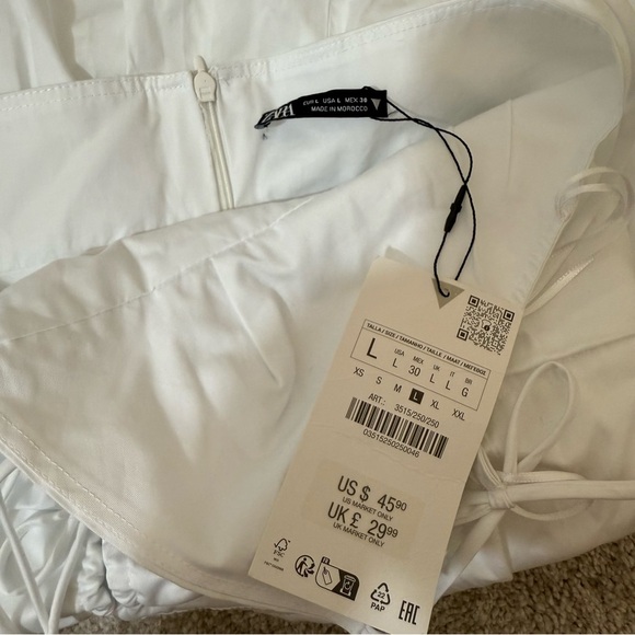 NWT Zara Bow Trim Gabardine Mini Dress Size Large Bridal Bachelorette - Picture 6 of 10